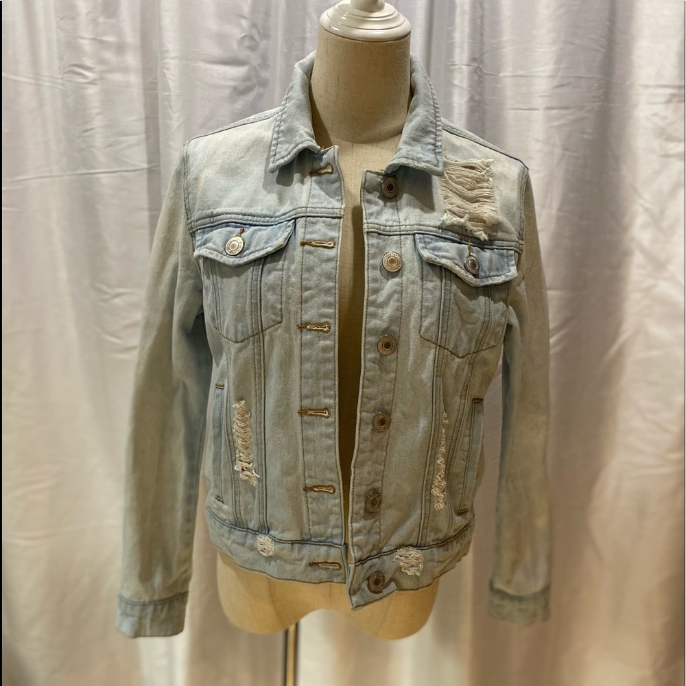 Sky and Sparrow Distressed Jean Jacket